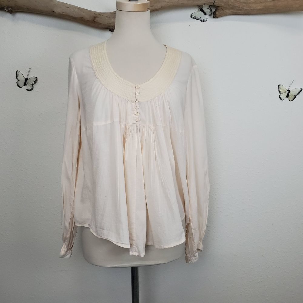 Armand basi blush pleated cotton silk blend blouse